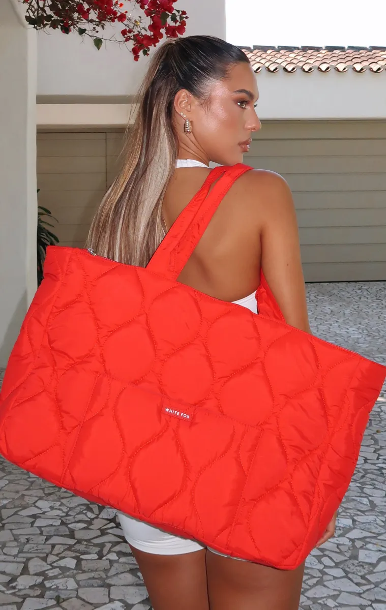 Always Moving Quilted Tote Bag Red sold by White Fox Boutique