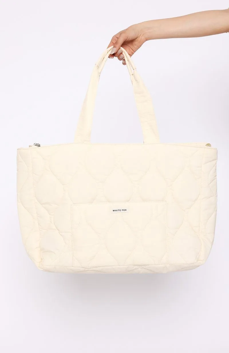 Always Moving Quilted Tote Bag Cream sold by White Fox Boutique product image thumbnail 4