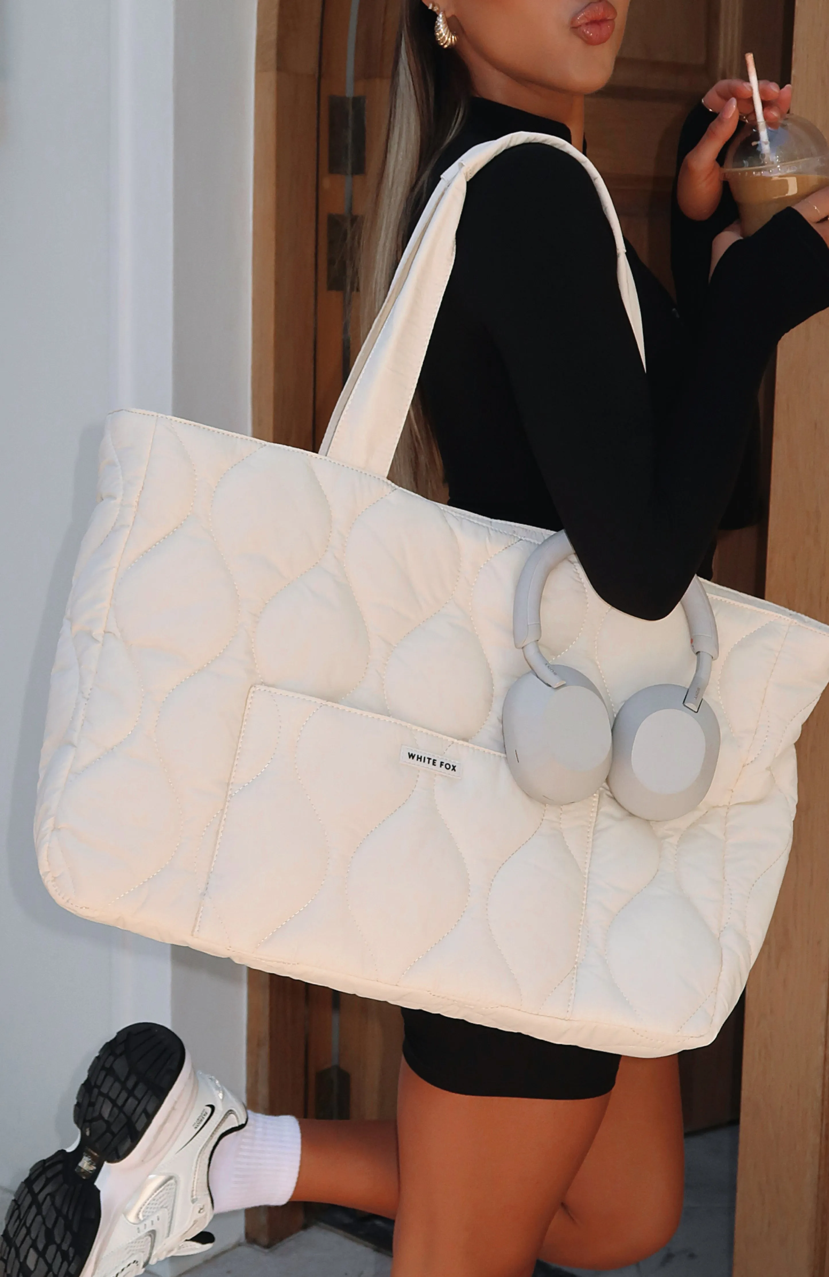 Always Moving Quilted Tote Bag Cream sold by White Fox Boutique product image thumbnail 3