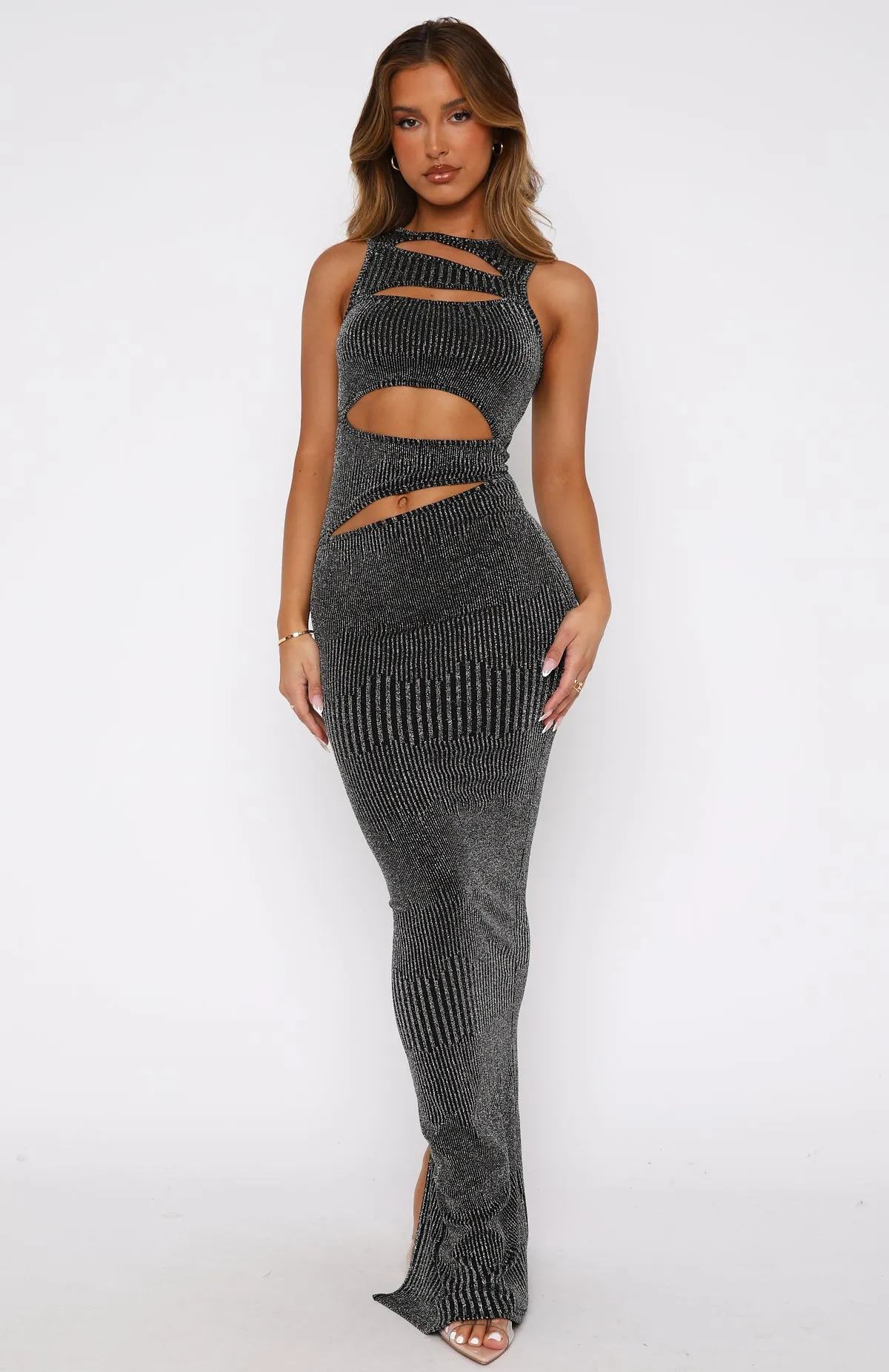 Love Ignited Maxi Dress Black/Silver sold by White Fox Boutique product image thumbnail 2