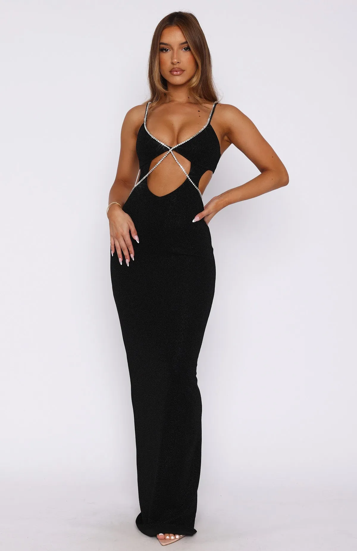 Wanna Go Dancing Maxi Dress Black sold by White Fox Boutique product image thumbnail 2