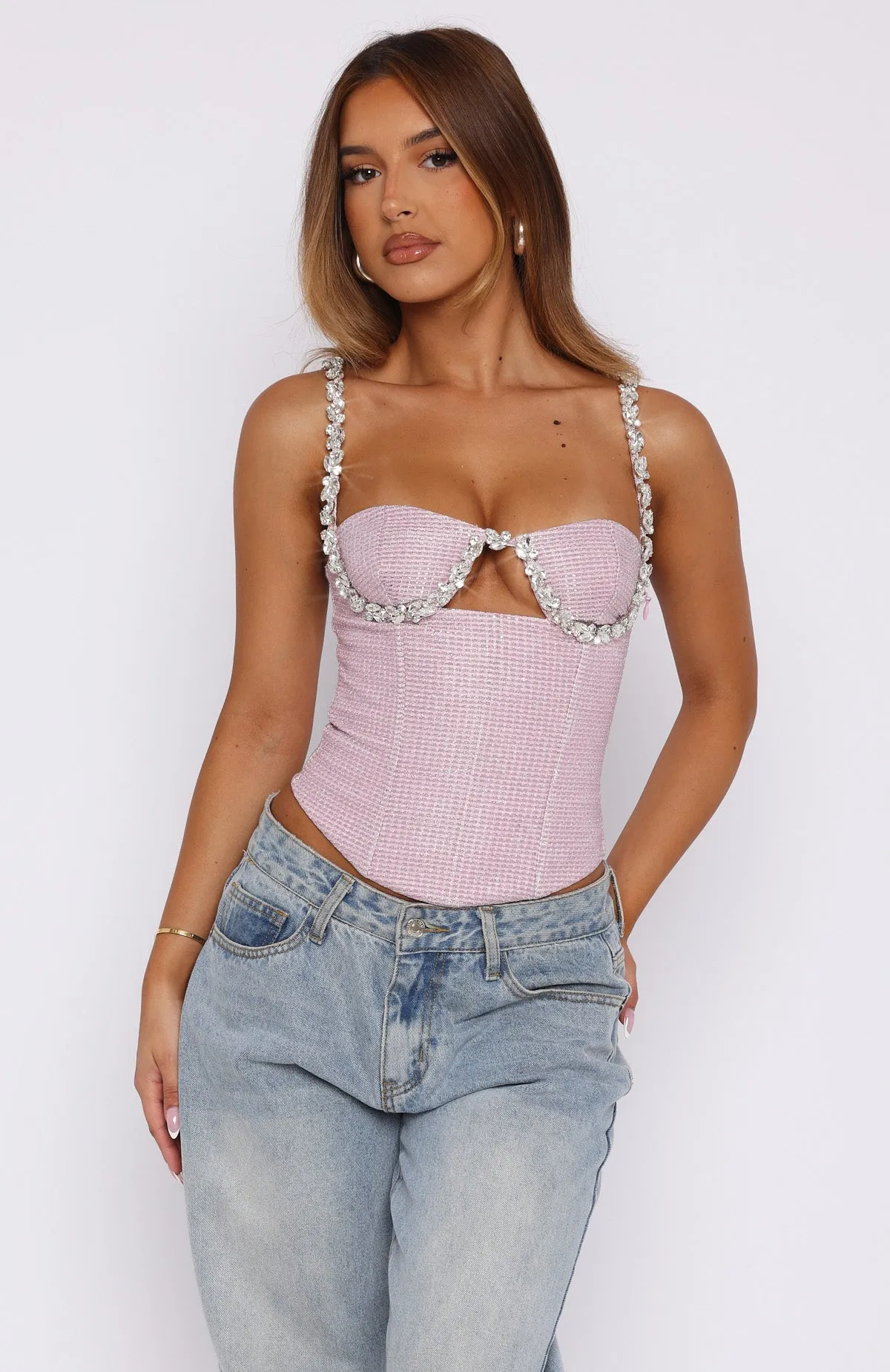 Out On The Town Embellished Bustier Pink sold by White Fox Boutique product image thumbnail 2