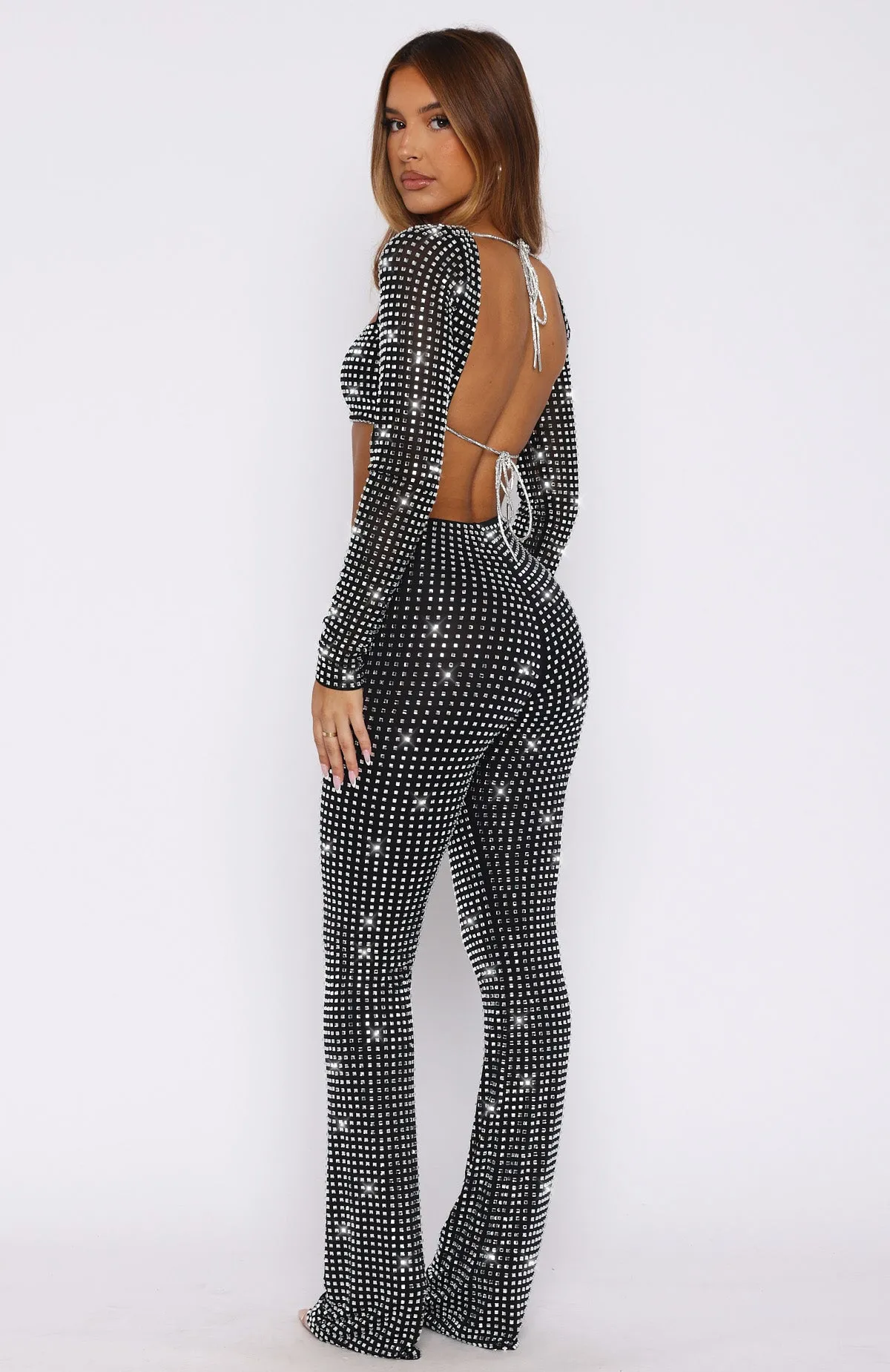 Always Sparkling Embellished Pants Black sold by White Fox Boutique product image thumbnail 4