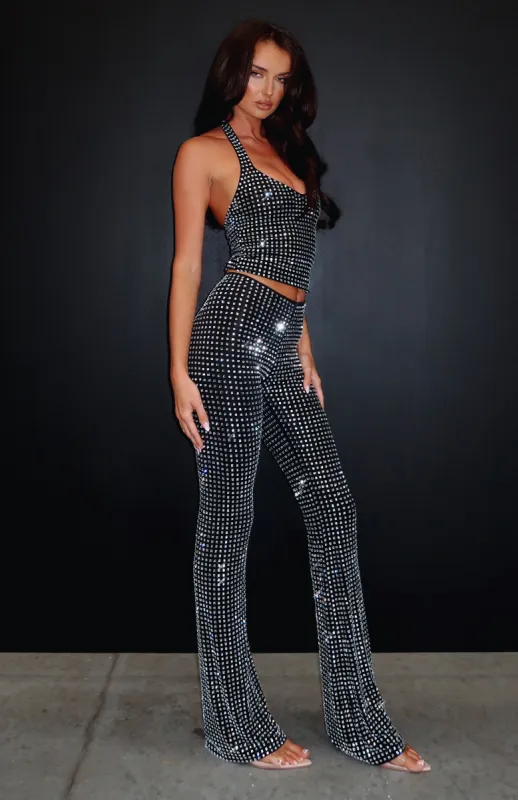 Always Sparkling Embellished Pants Black sold by White Fox Boutique