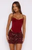 Stepping Out In Style Sequin Mini Skirt Wine sold by White Fox Boutique