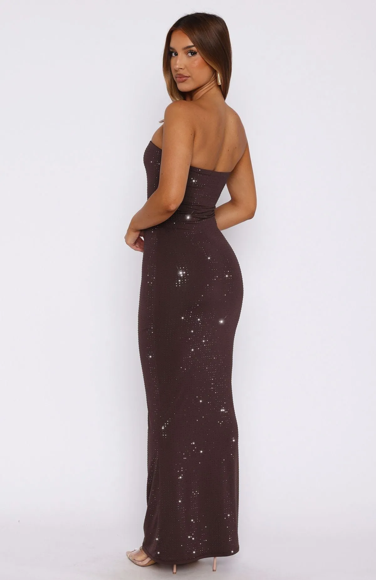 Platinum Maxi Dress Chocolate sold by White Fox Boutique product image thumbnail 4