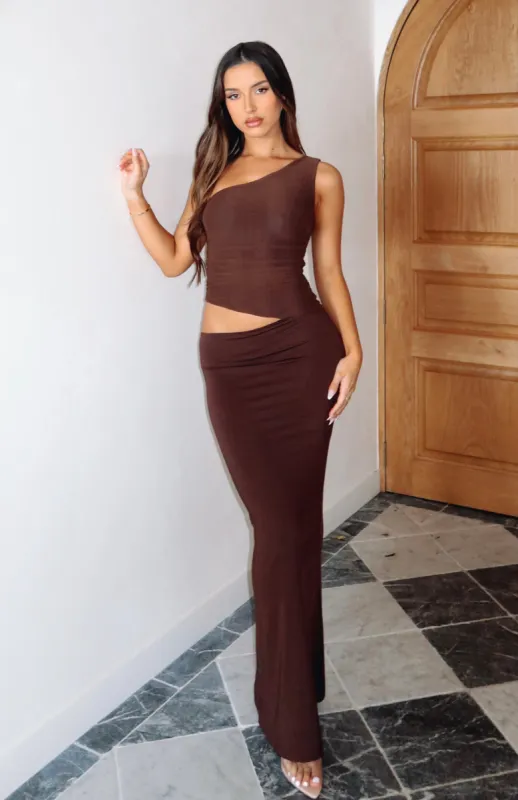 Give Me The Chance Maxi Dress Chocolate sold by White Fox Boutique