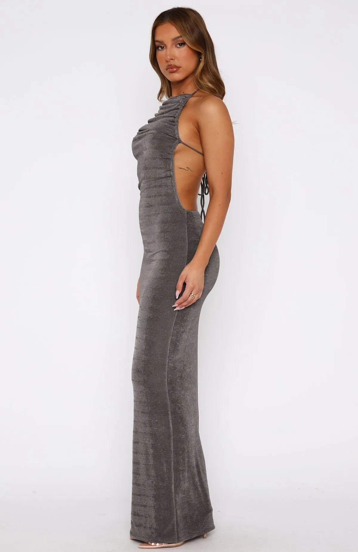 Midnight Romance Maxi Dress Charcoal sold by White Fox Boutique product image thumbnail 3