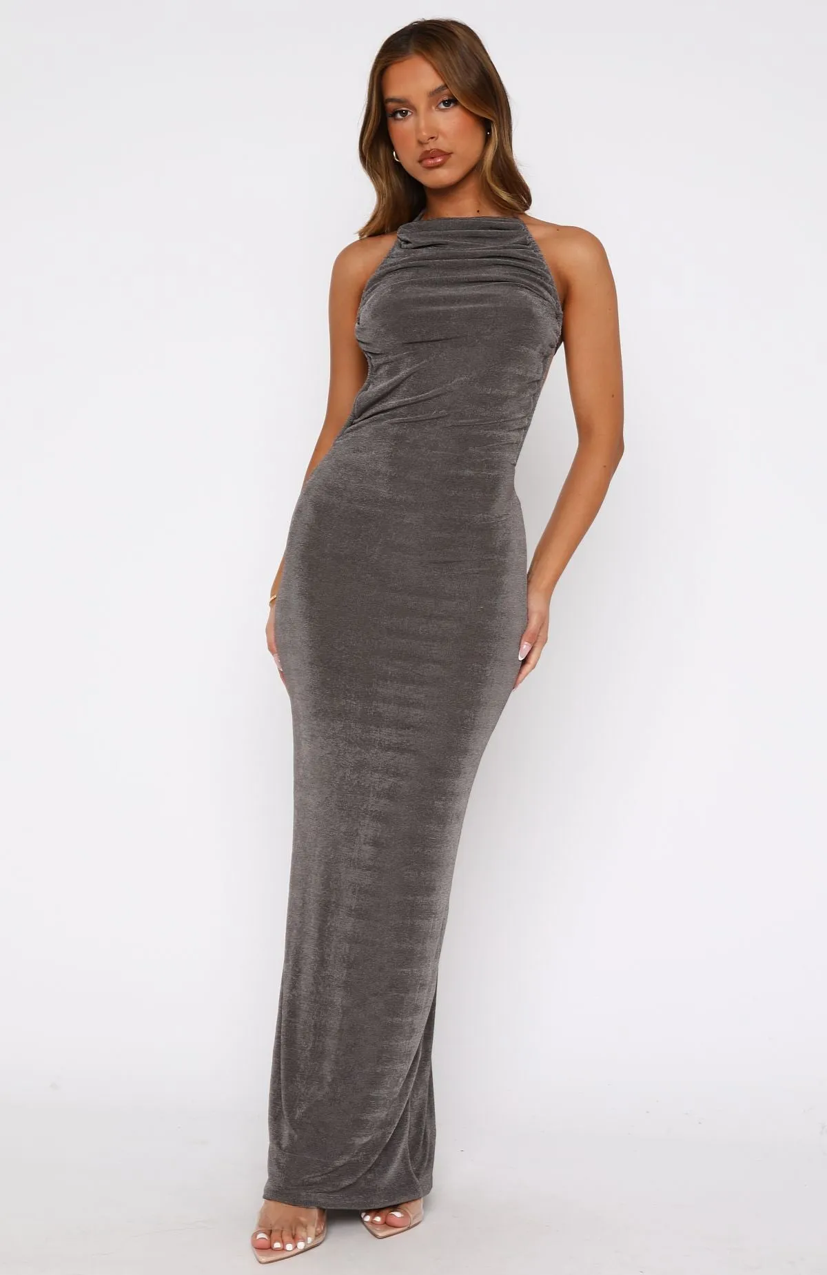 Midnight Romance Maxi Dress Charcoal sold by White Fox Boutique product image thumbnail 2