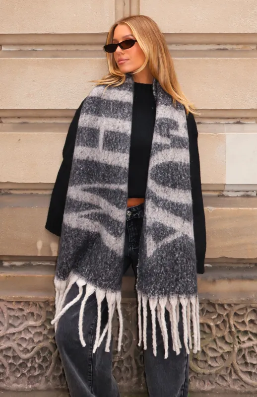 Warm Hug Scarf Black/White sold by White Fox Boutique