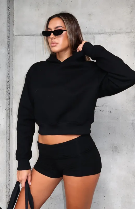So Much More Cropped Hoodie Black sold by White Fox Boutique
