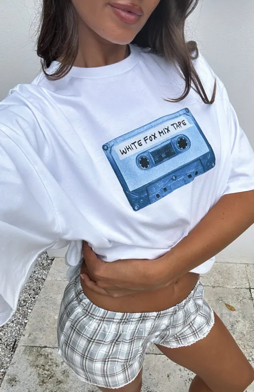 Playing My Song Oversized Tee White sold by White Fox Boutique