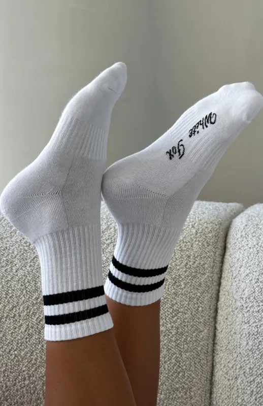 Grounded Socks White/Black sold by White Fox Boutique