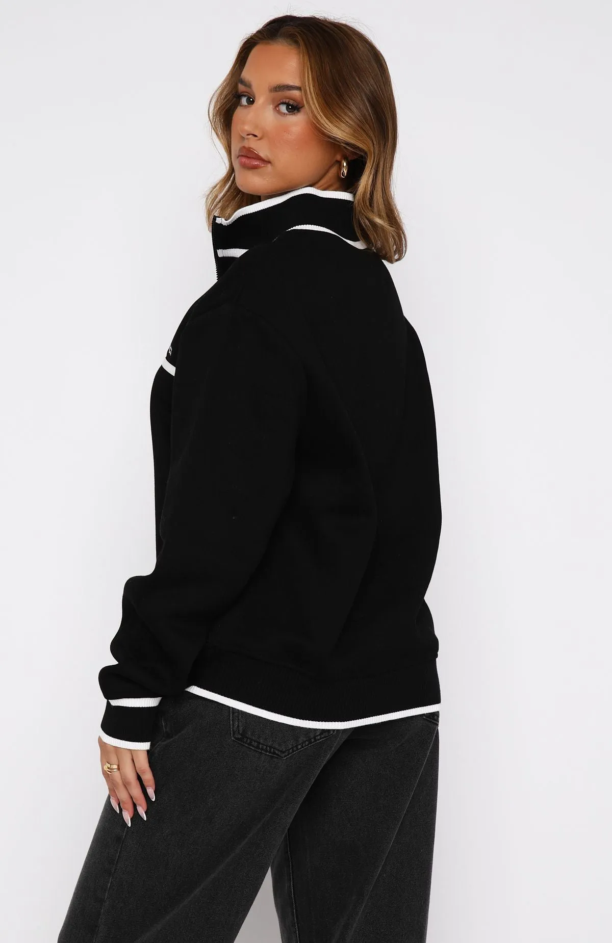 Sign Me Up Zip Front Sweater Black sold by White Fox Boutique product image thumbnail 4