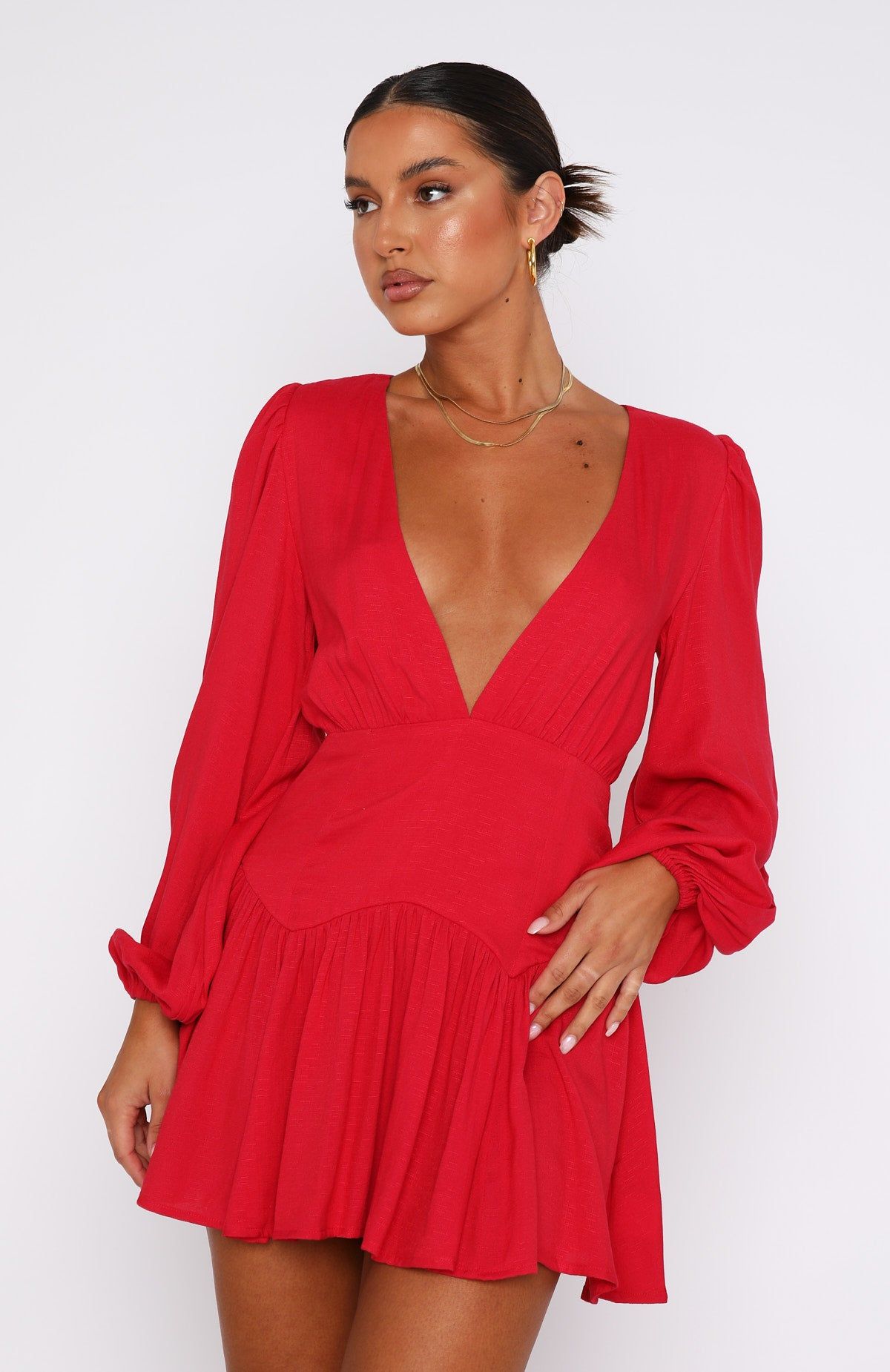 True To You Long Sleeve Mini Dress Red sold by White Fox Boutique product image thumbnail 2