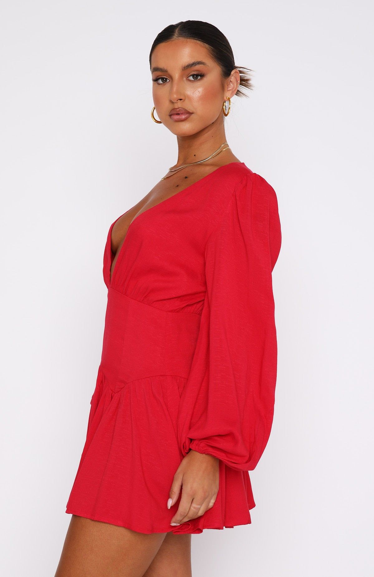 True To You Long Sleeve Mini Dress Red sold by White Fox Boutique product image thumbnail 3