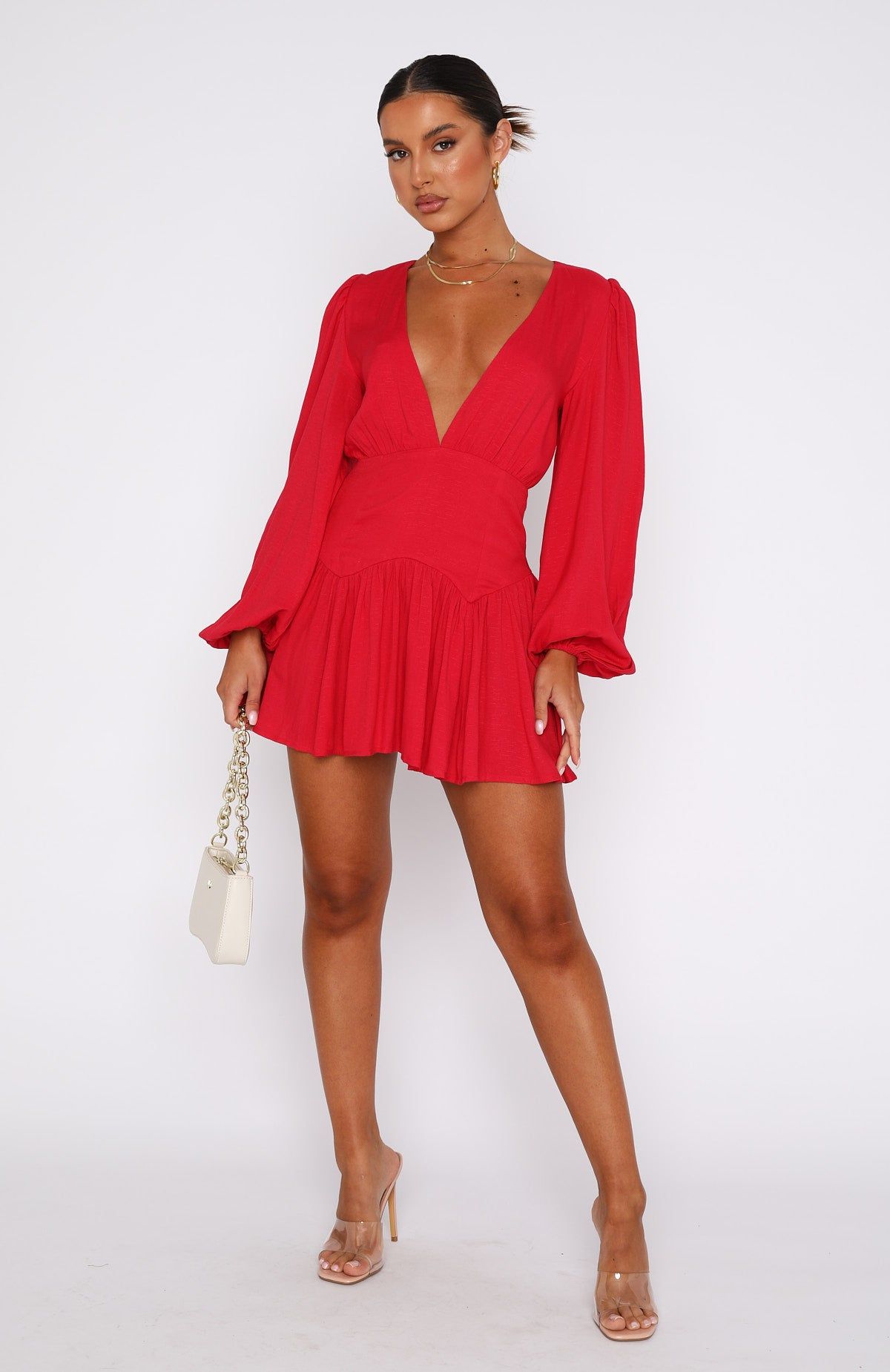 True To You Long Sleeve Mini Dress Red sold by White Fox Boutique product image thumbnail 5