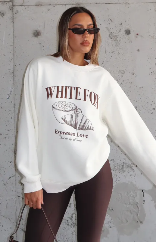 Espresso Love Oversized Sweater Off White sold by White Fox Boutique