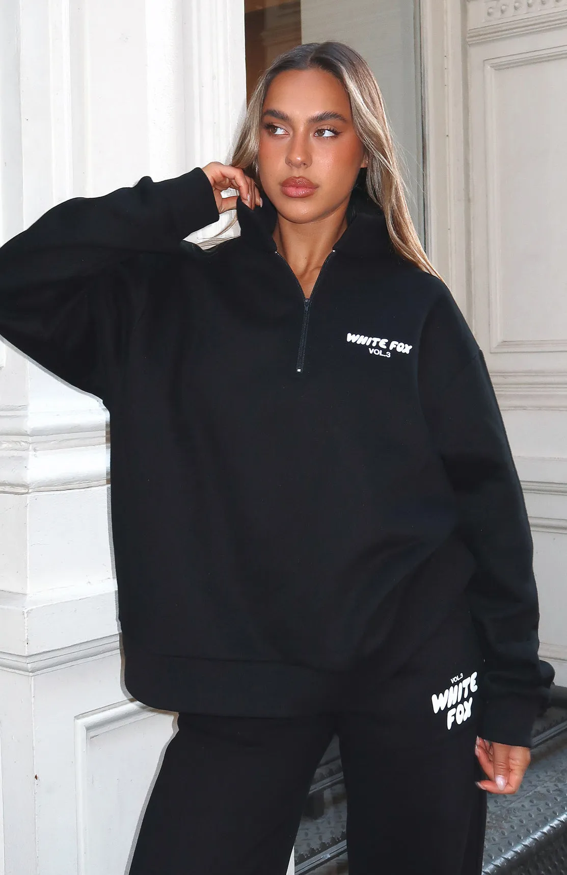 Offstage Zip Front Sweater Monochrome sold by White Fox Boutique product image thumbnail 5