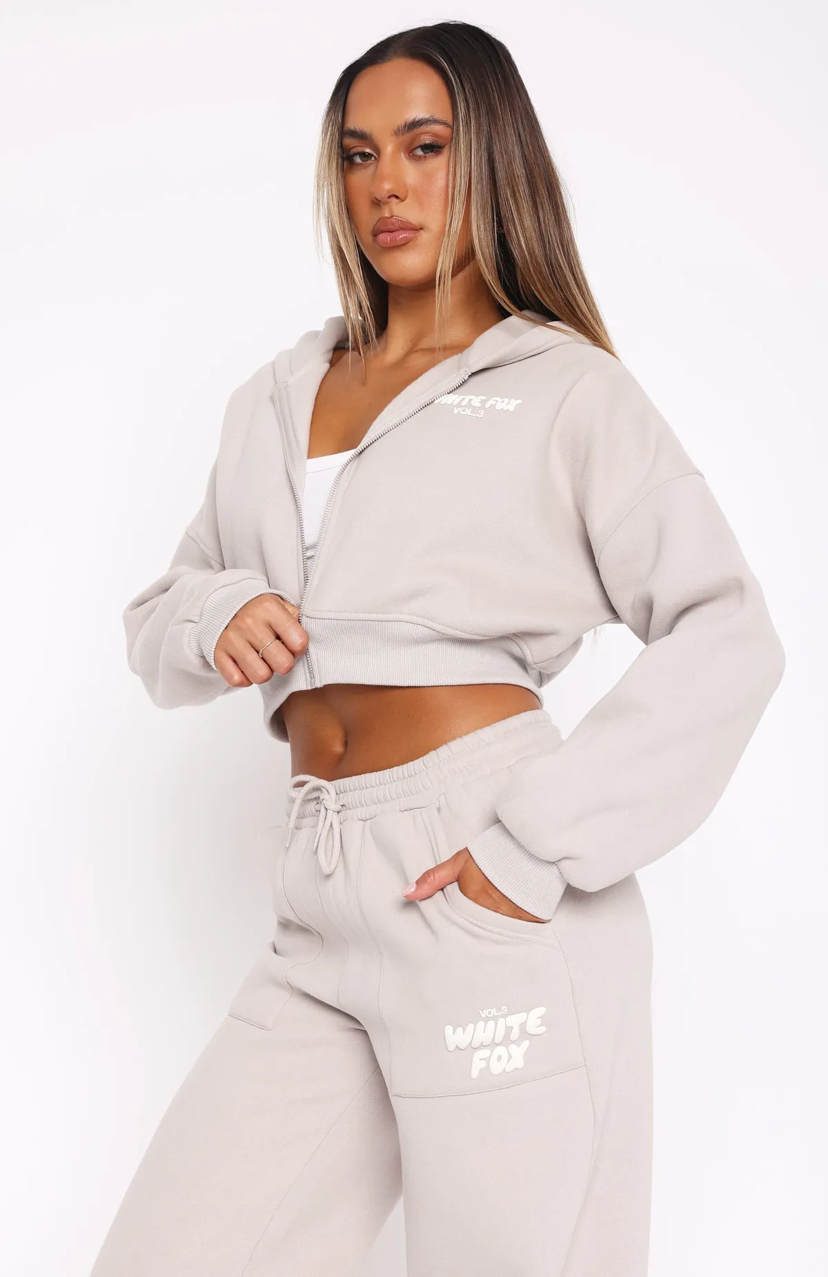 Offstage Cropped Zip Hoodie Moon sold by White Fox Boutique product image thumbnail 3