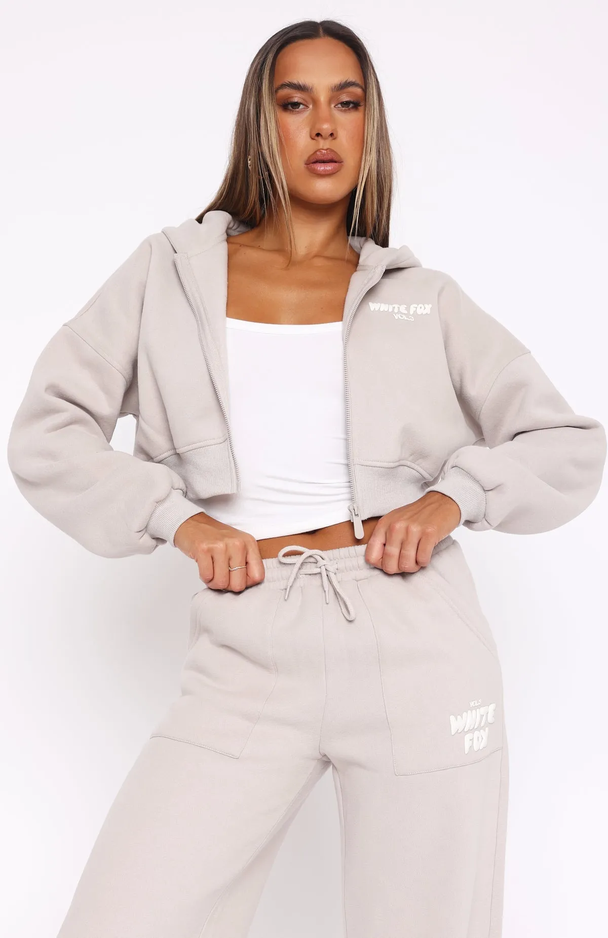 Offstage Cropped Zip Hoodie Moon sold by White Fox Boutique product image thumbnail 2