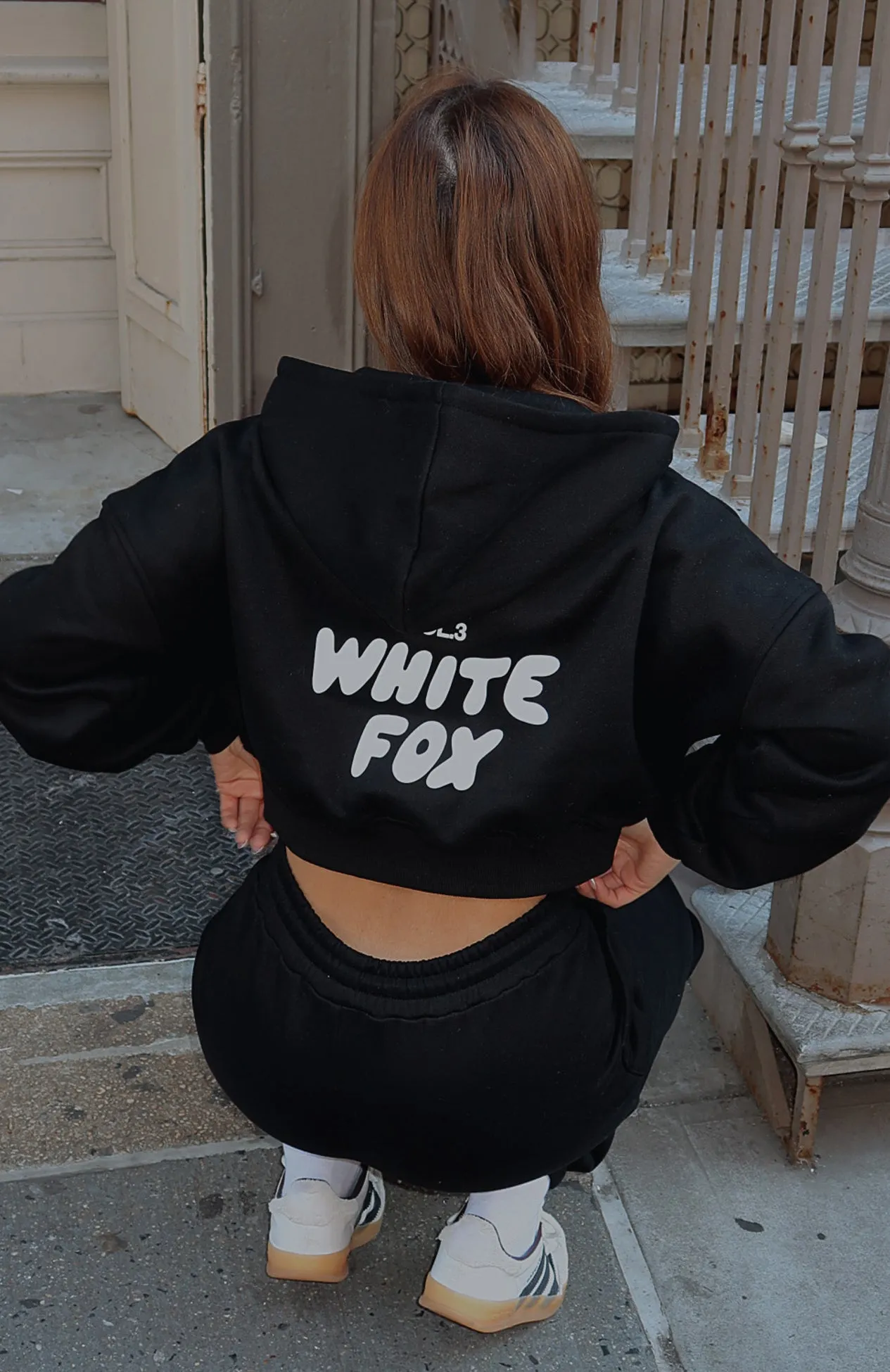 Offstage Cropped Zip Hoodie Monochrome sold by White Fox Boutique