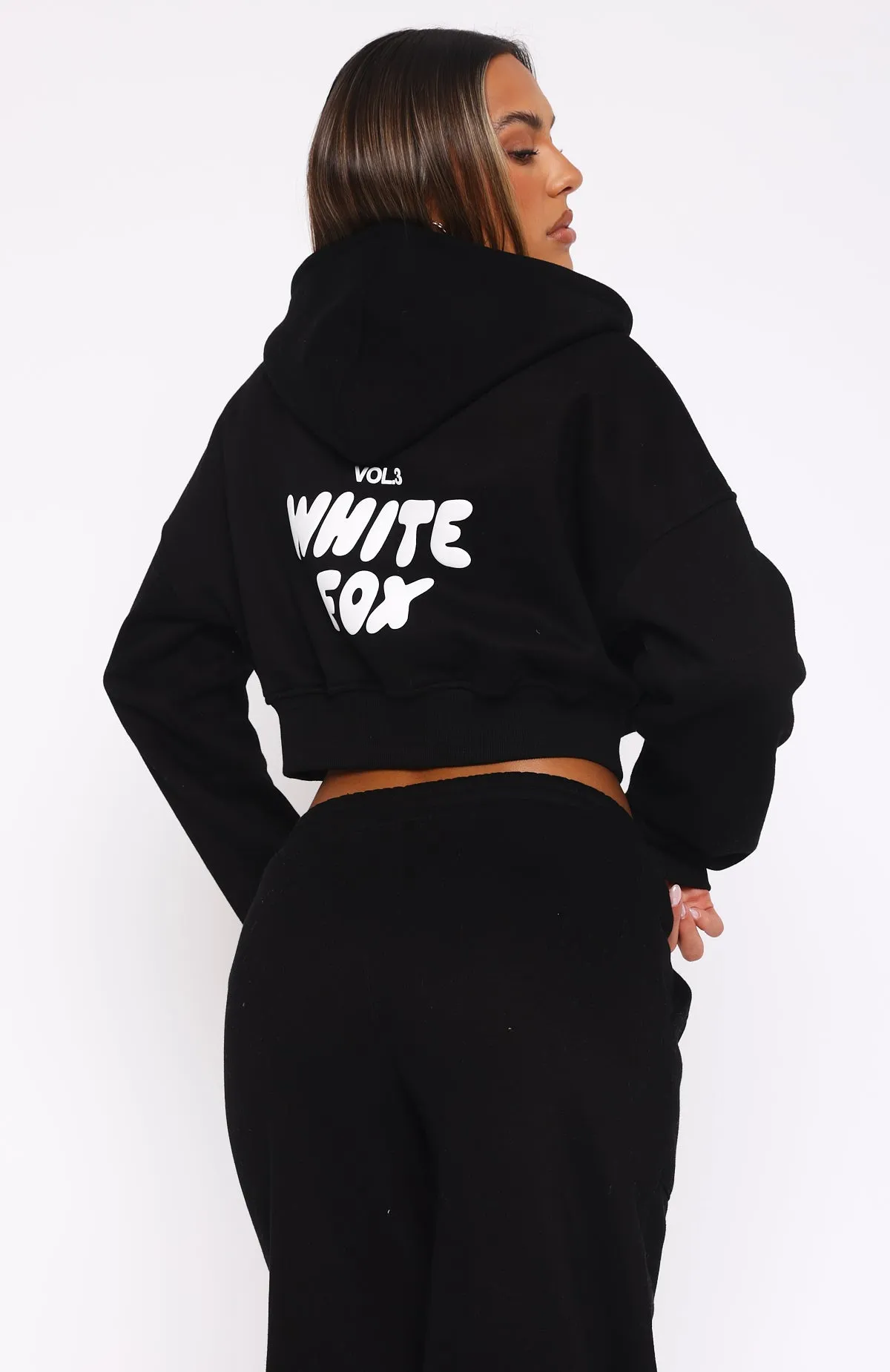 Offstage Cropped Zip Hoodie Monochrome sold by White Fox Boutique product image thumbnail 4