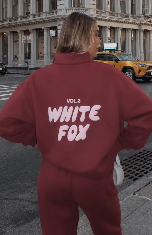 Offstage Zip Front Sweater Red Velvet sold by White Fox Boutique