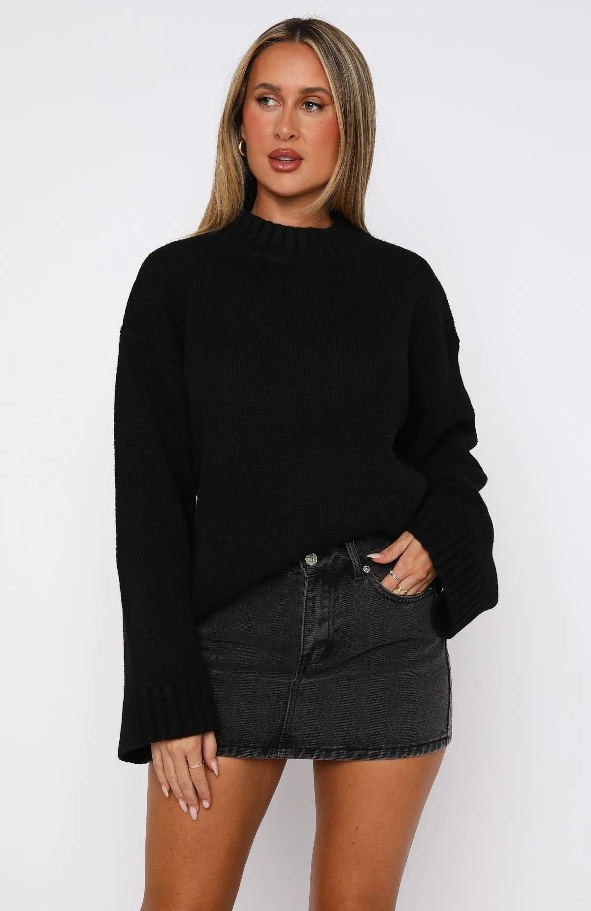 Winter's Chill Knit Sweater Black sold by White Fox Boutique product image thumbnail 2