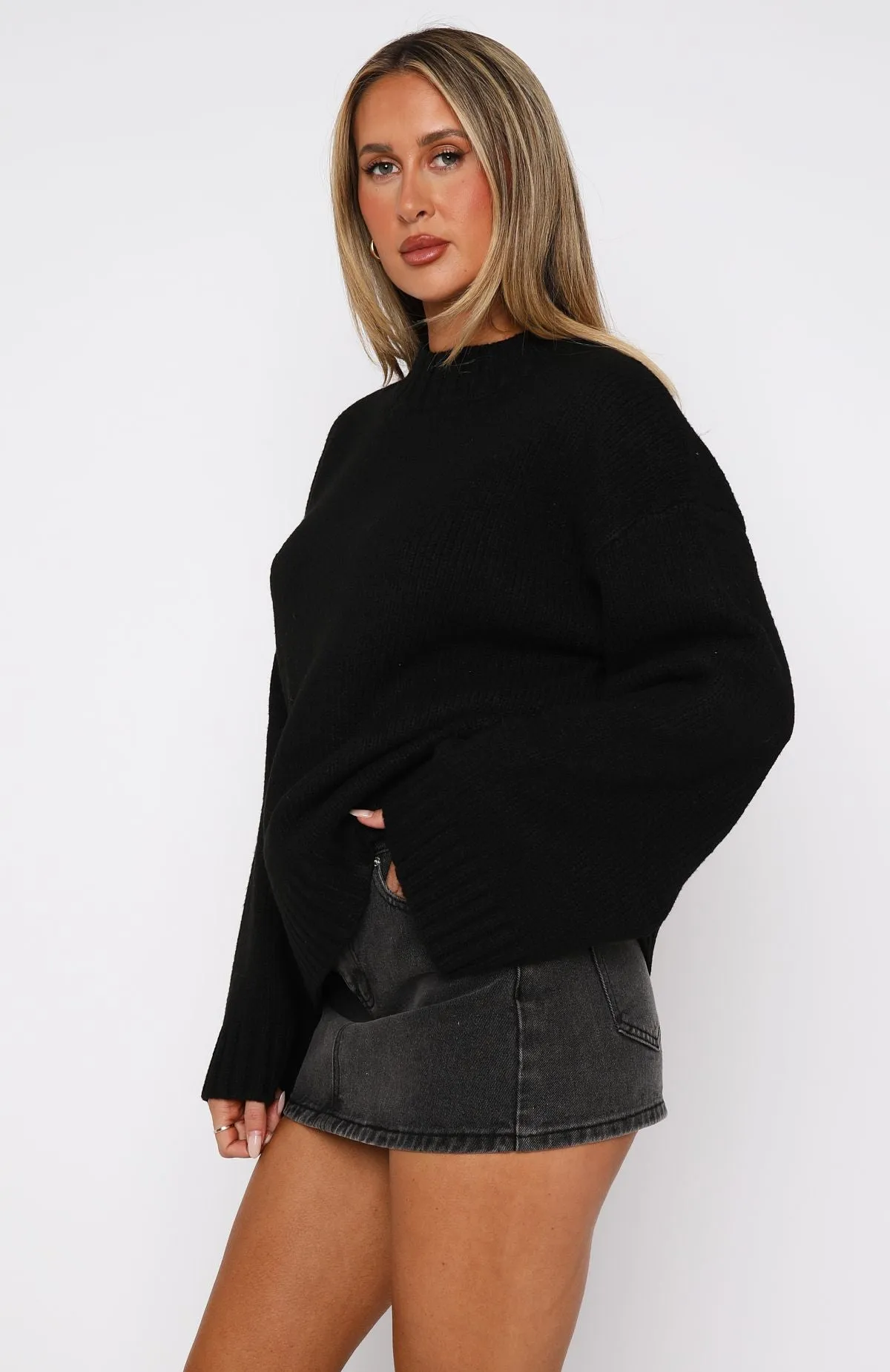 Winter's Chill Knit Sweater Black sold by White Fox Boutique product image thumbnail 3