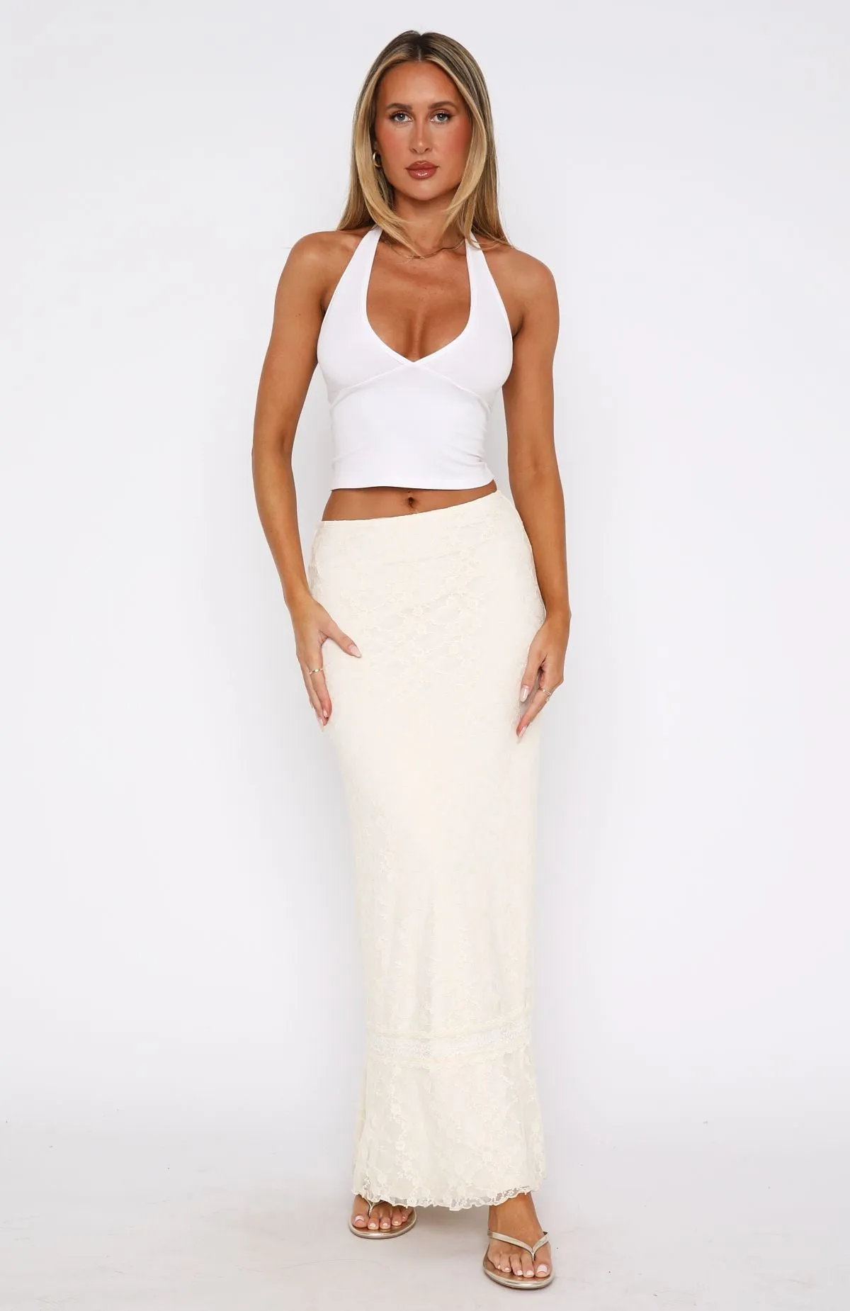 No Giving Up Lace Maxi Skirt Cream sold by White Fox Boutique product image thumbnail 2