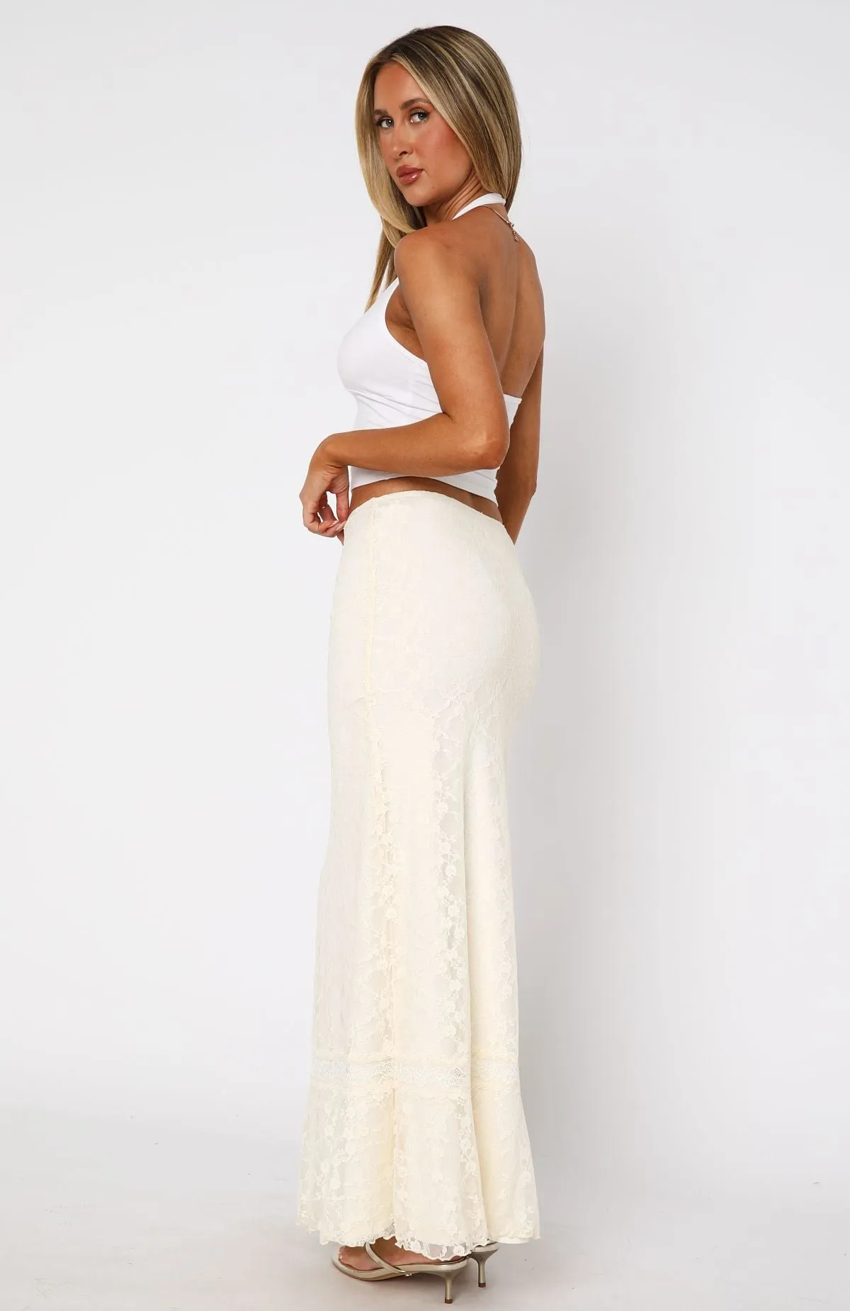 No Giving Up Lace Maxi Skirt Cream sold by White Fox Boutique product image thumbnail 4