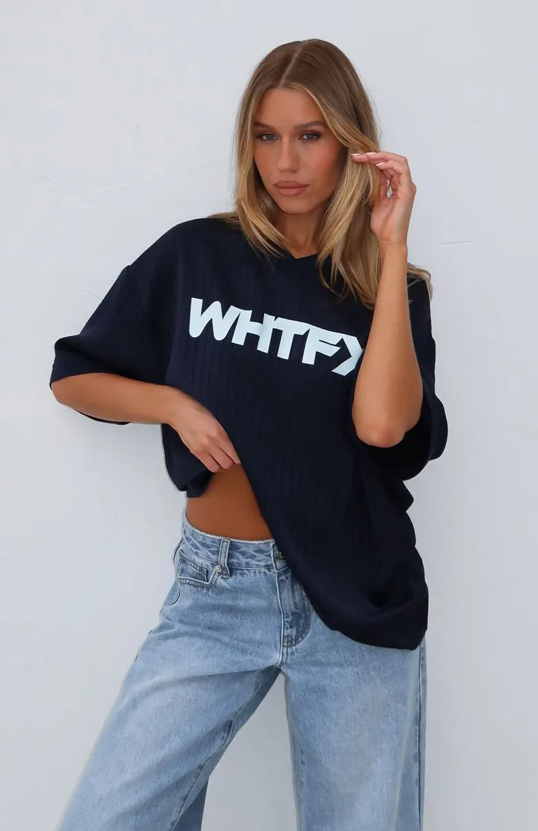 Let's Move On Oversized Jersey Navy sold by White Fox Boutique
