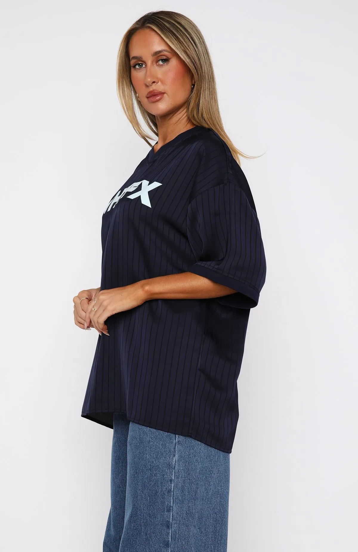 Let's Move On Oversized Jersey Navy sold by White Fox Boutique product image thumbnail 3
