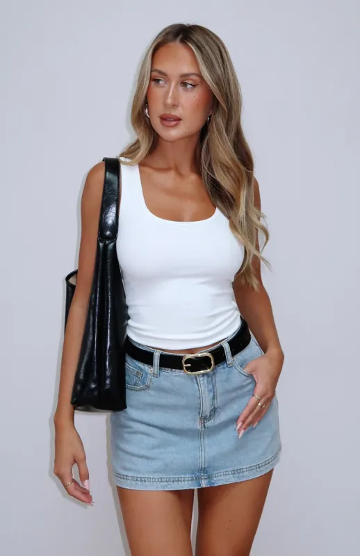 Don't Leave Me Denim Skort Light Blue Wash sold by White Fox Boutique