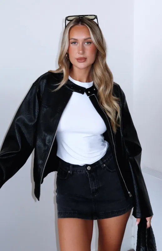 Don't Leave Me Denim Skort Black Acid sold by White Fox Boutique