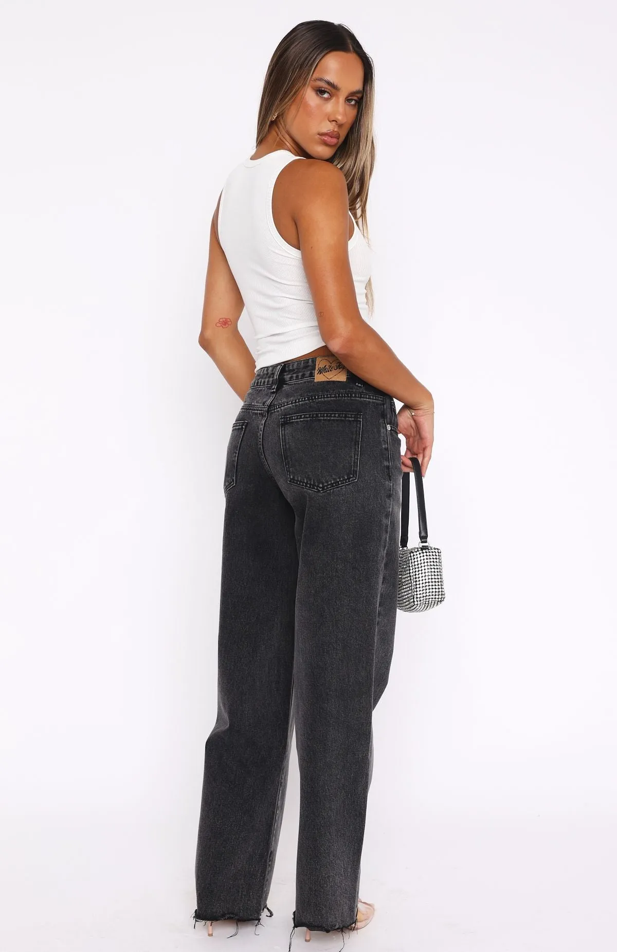 Claire Low Rise Wide Leg Jeans Black Acid sold by White Fox Boutique product image thumbnail 4
