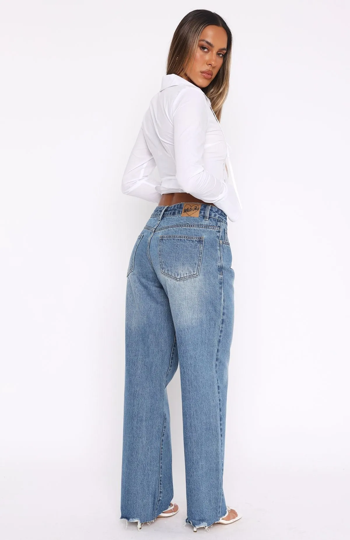 Claire Low Rise Wide Leg Jeans Admiral Blue sold by White Fox Boutique product image thumbnail 4