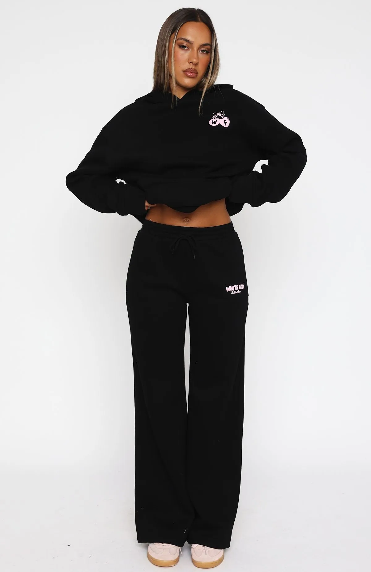 Feel The Love Wide Leg Sweatpants Black sold by White Fox Boutique product image thumbnail 2