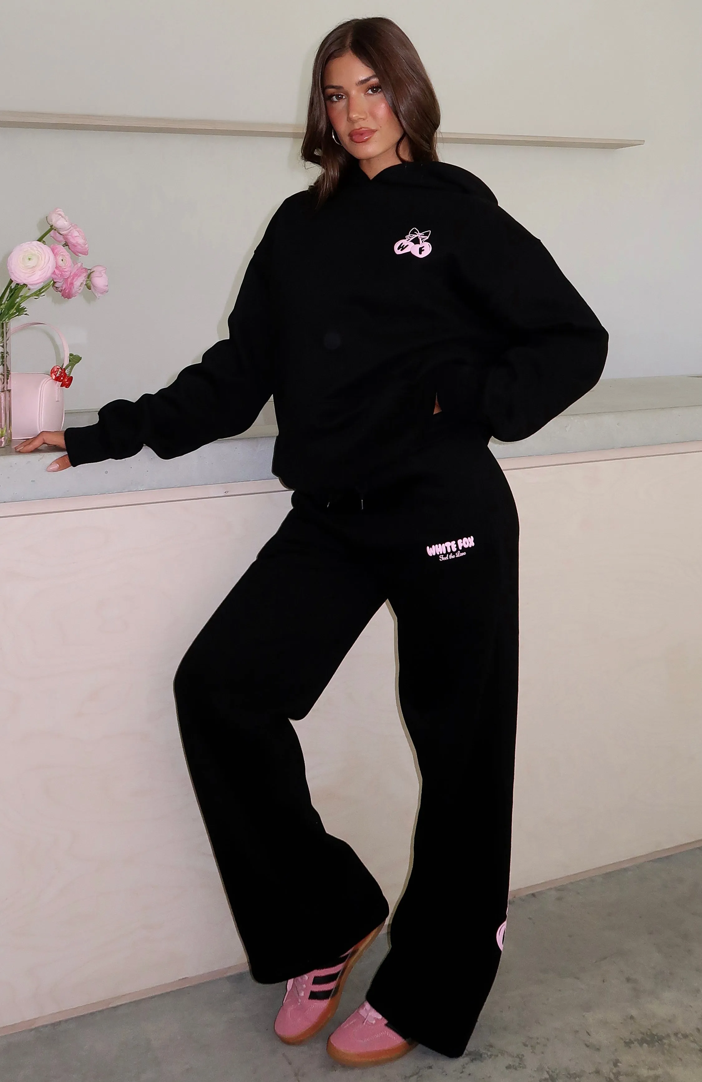 Feel The Love Wide Leg Sweatpants Black sold by White Fox Boutique product image thumbnail 5
