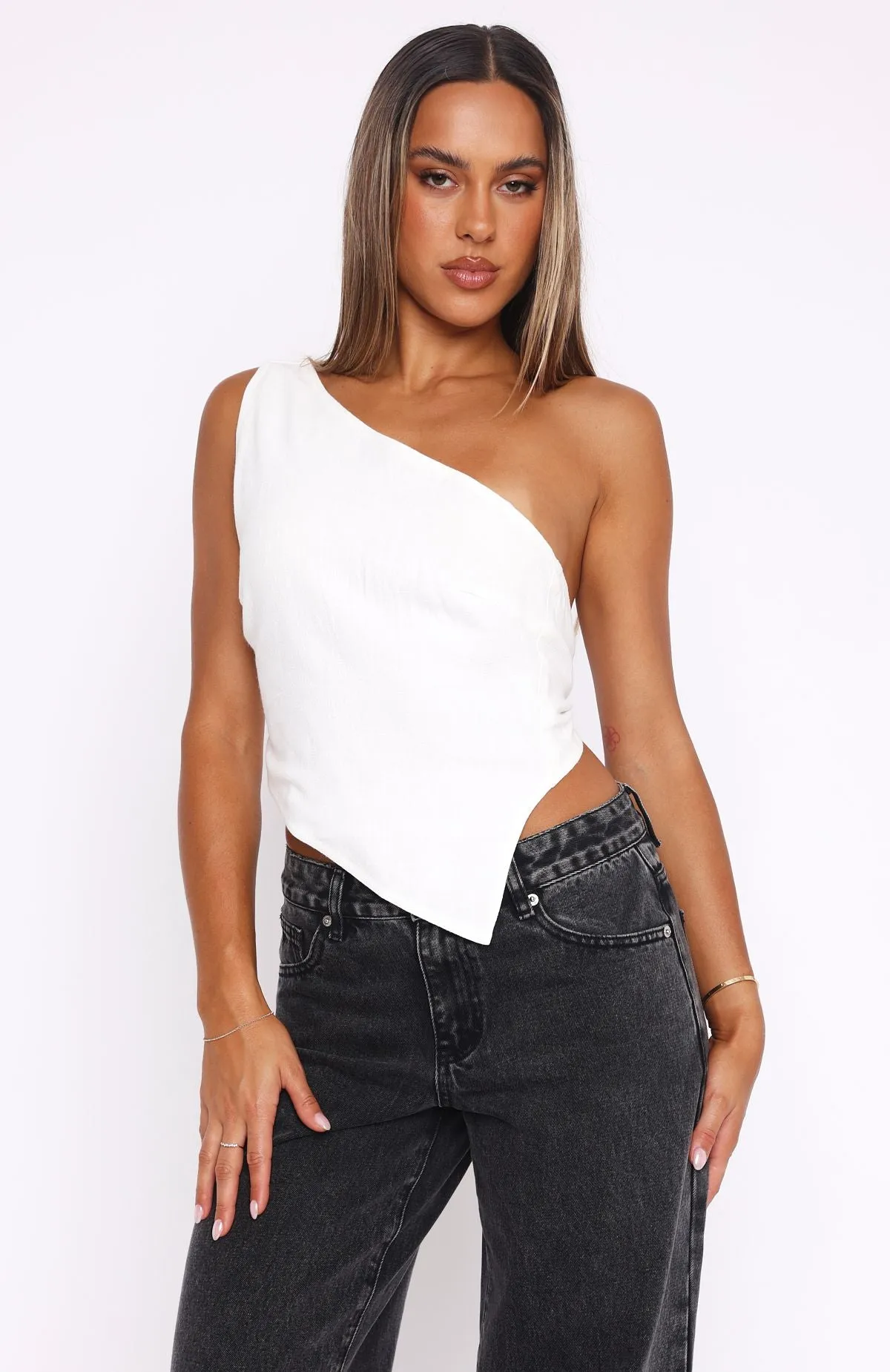 Better Myself One Shoulder Top White sold by White Fox Boutique product image thumbnail 2
