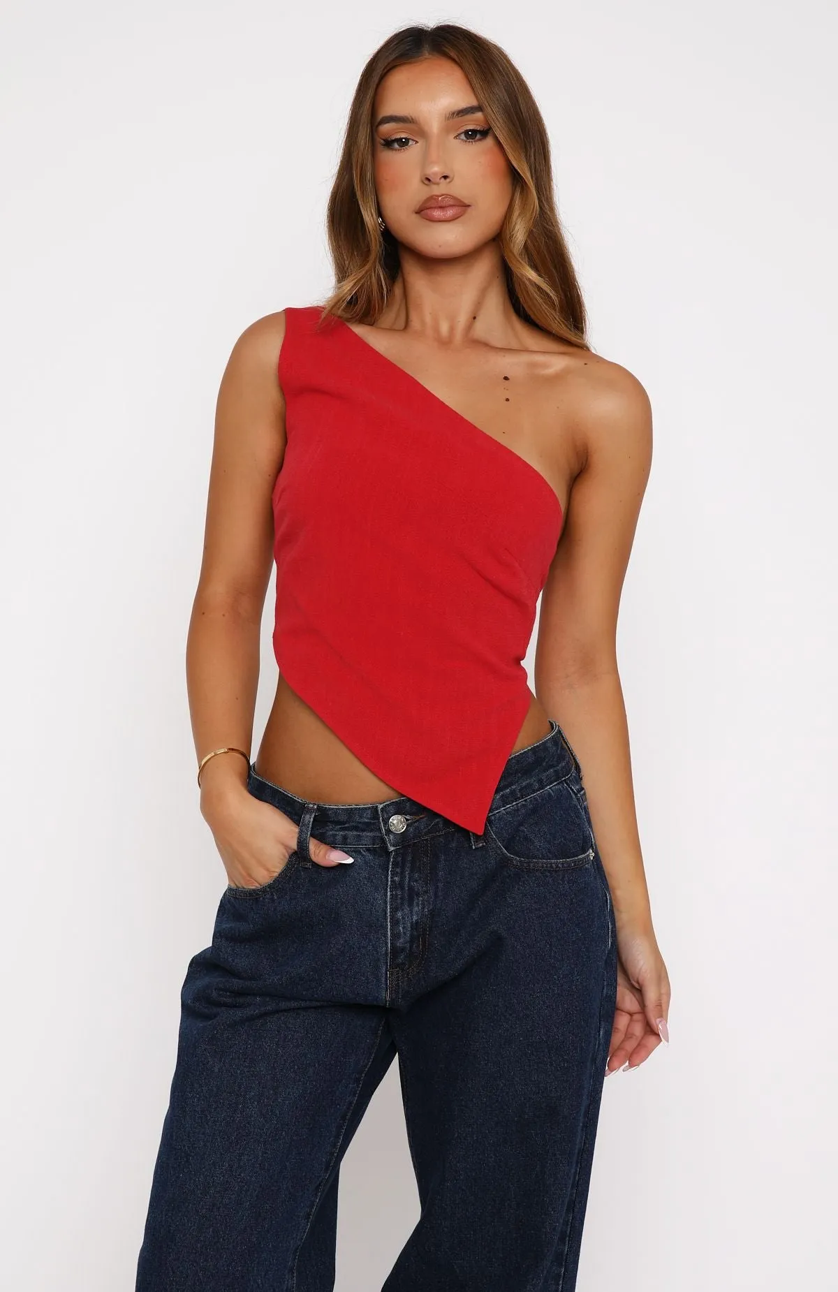 Better Myself One Shoulder Top Red sold by White Fox Boutique product image thumbnail 2