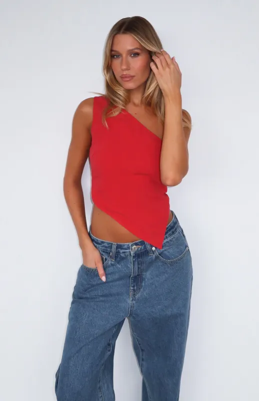 Better Myself One Shoulder Top Red sold by White Fox Boutique
