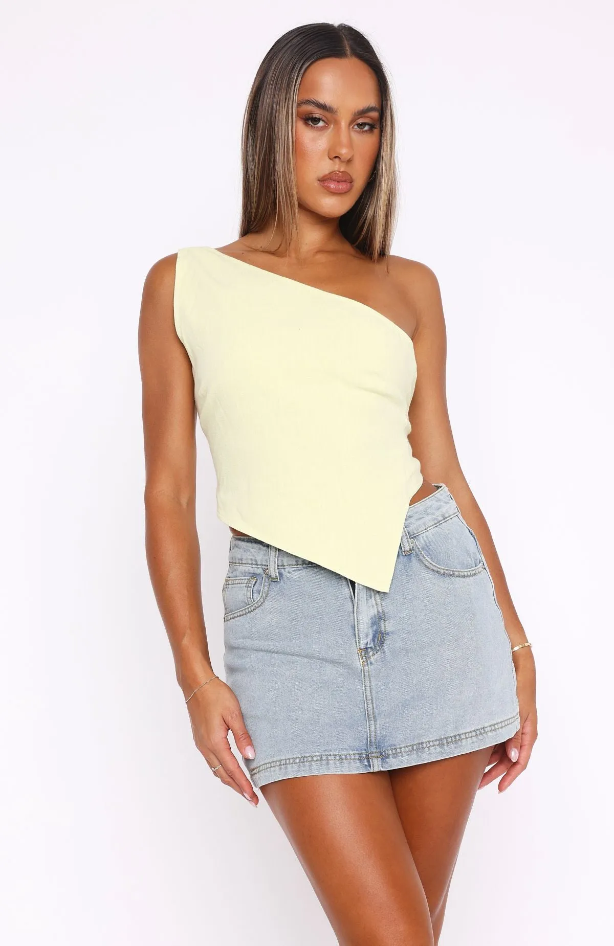 Better Myself One Shoulder Top Lime sold by White Fox Boutique product image thumbnail 2
