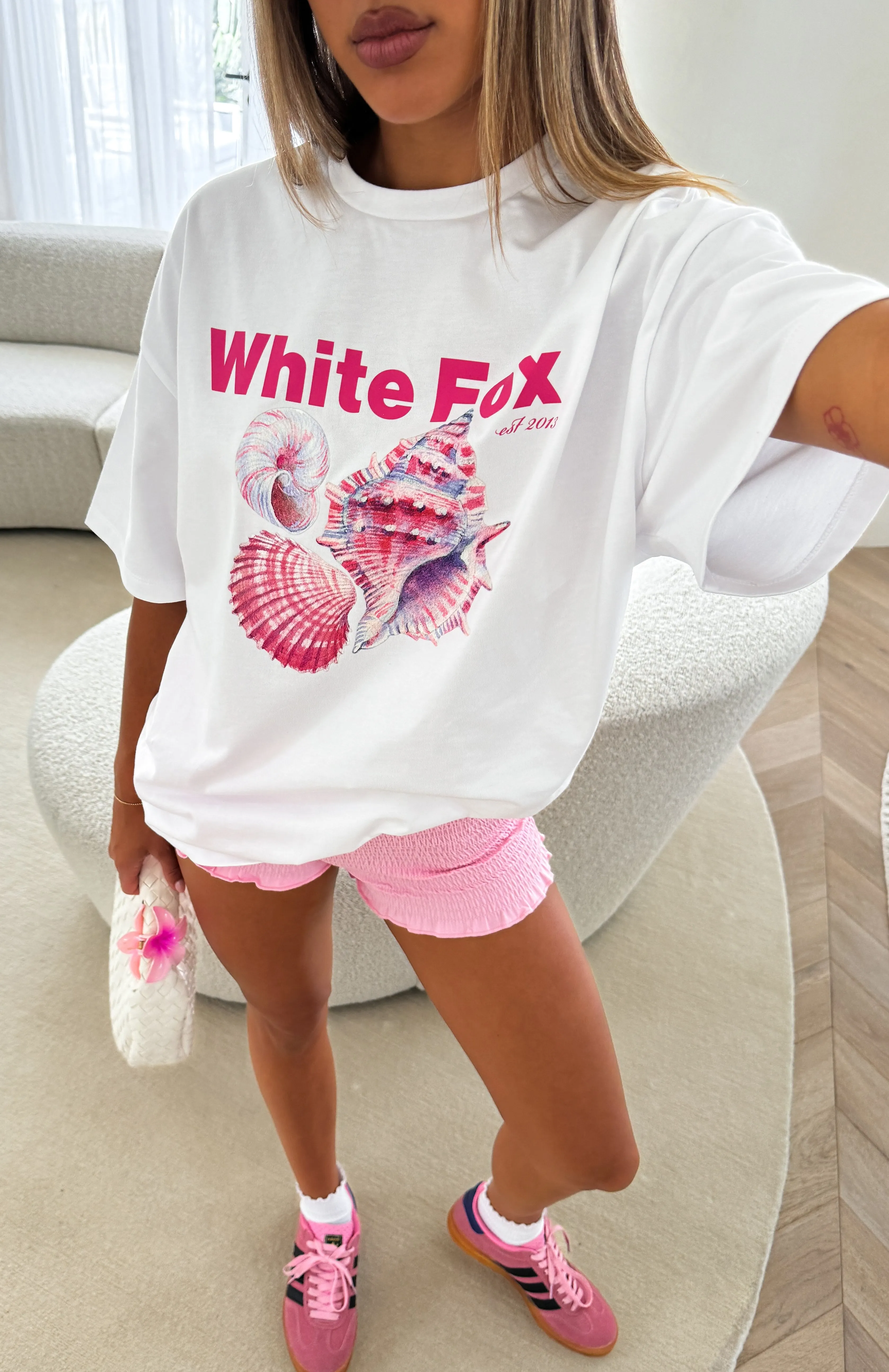 Hear The Ocean Oversized Tee White sold by White Fox Boutique