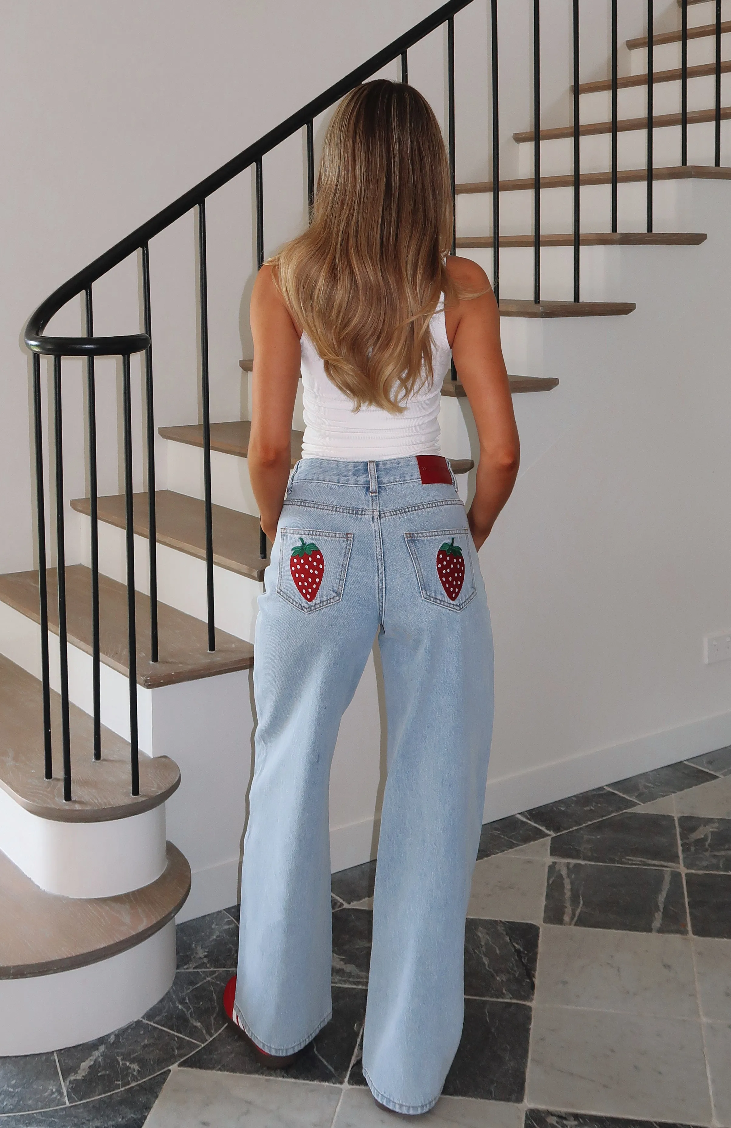 Lily Mid Rise Wide Leg Jeans Mid Blue sold by White Fox Boutique product image thumbnail 2
