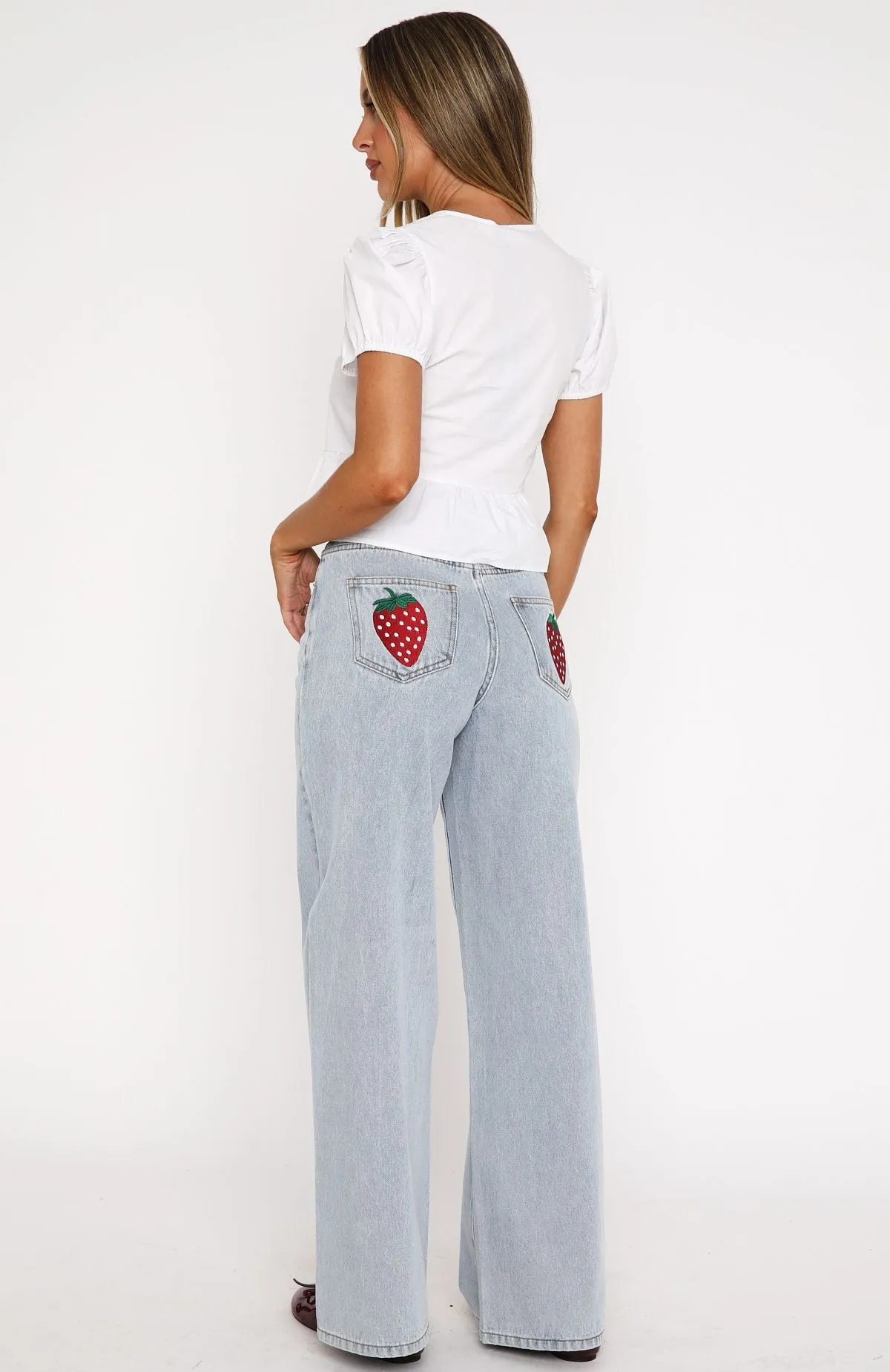 Lily Mid Rise Wide Leg Jeans Mid Blue sold by White Fox Boutique product image thumbnail 5