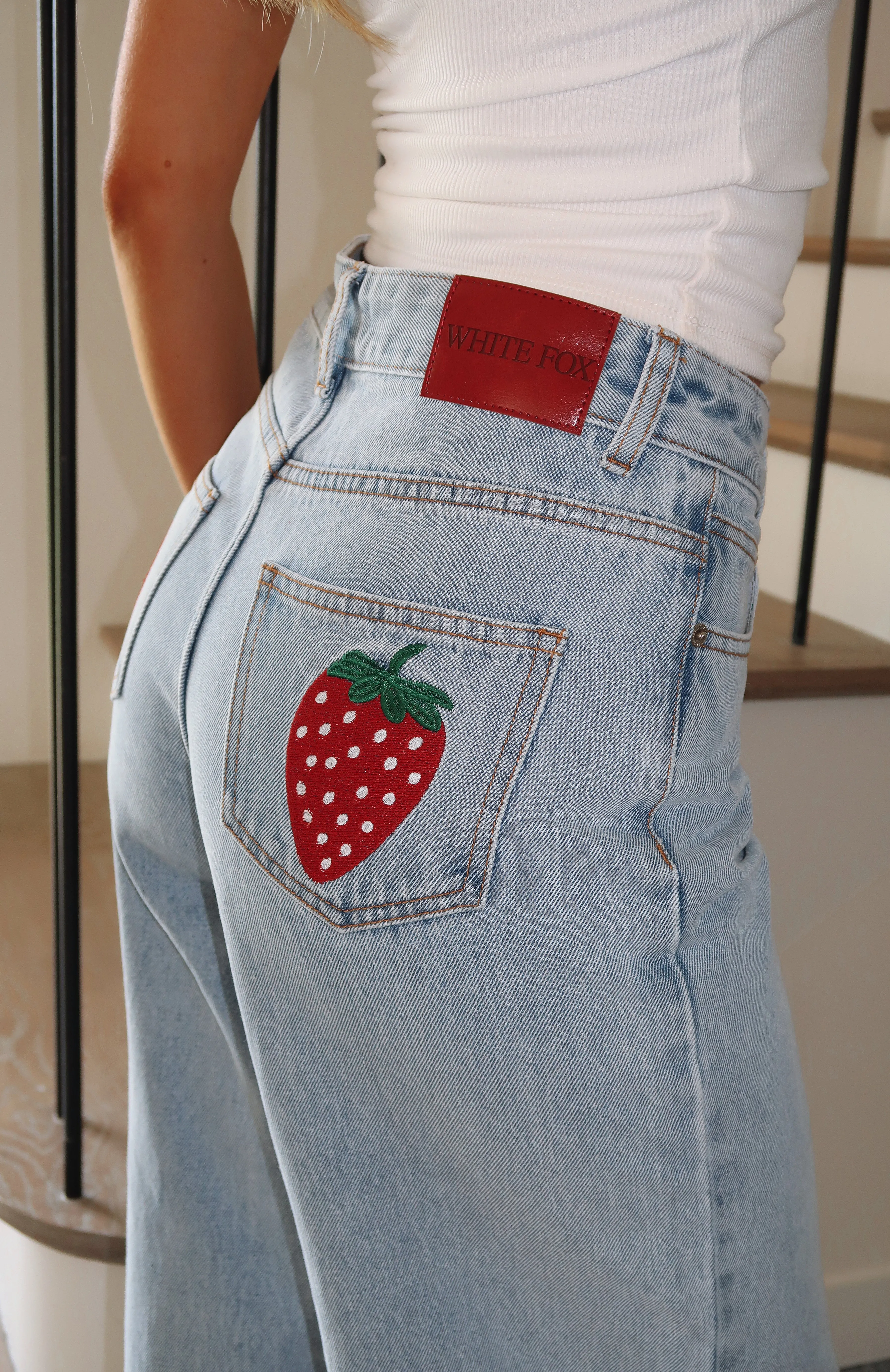 Lily Mid Rise Wide Leg Jeans Mid Blue sold by White Fox Boutique