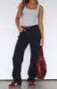 Grace Mid Rise Straight Leg Jeans Acid Black sold by White Fox Boutique