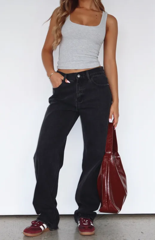 Grace Mid Rise Straight Leg Jeans Acid Black sold by White Fox Boutique